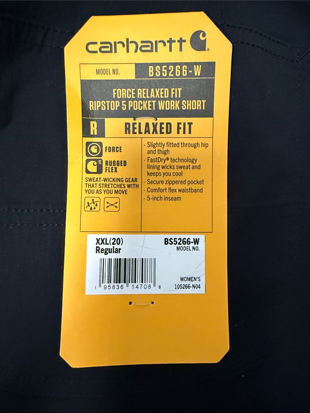Carhartt Black Elastic Waist Cargo Shorts - Picture 3 of 5